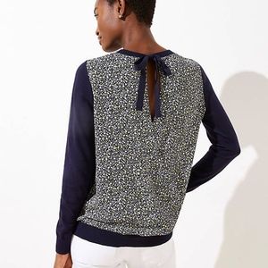 LOFT Daisy Crossover Back Mixed Media Sweater